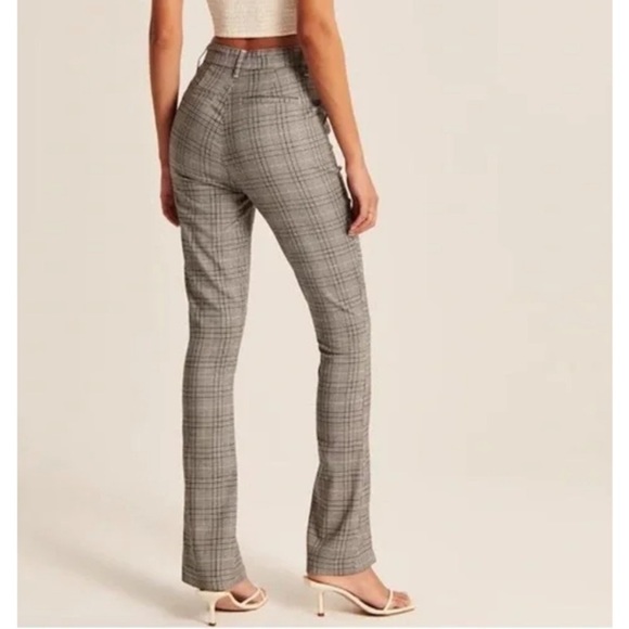 Abercrombie & Fitch The Skinny Ultra High Rise Pants Slit Bootcut Flare Plaid - Picture 3 of 6
